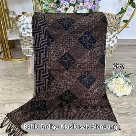 Jual Kamen Lembaran Batik Indigo Set Slendang Shopee Indonesia