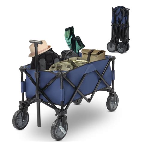 zimtown collapsible foldable utility wagon cart  wheels blue