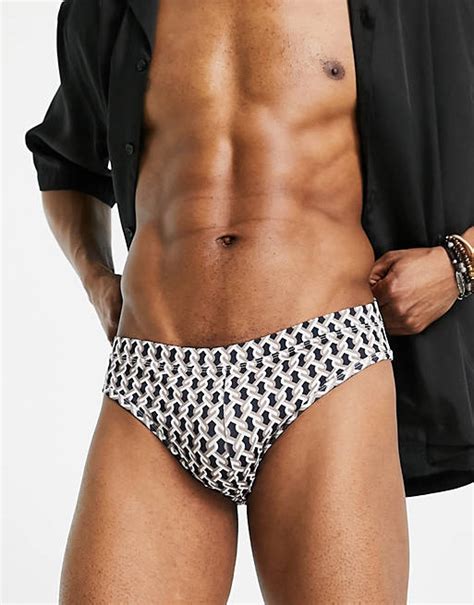 Asos Design Swim Briefs In Chain Print Asos