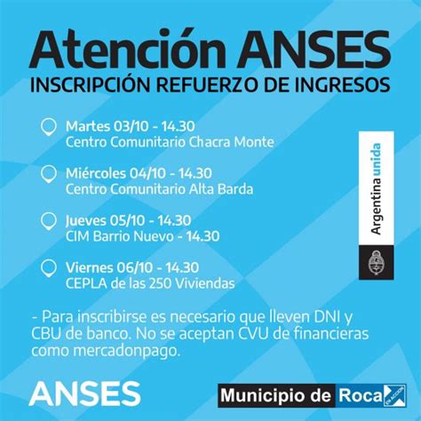 INSCRIPCIÓN REFUERZO DE INGRESOS Municipio General Roca