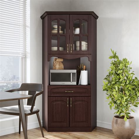 Living Skog Corner Pantry Cabinet Kitchen Storage Cabinet With Microwave Stand Corner