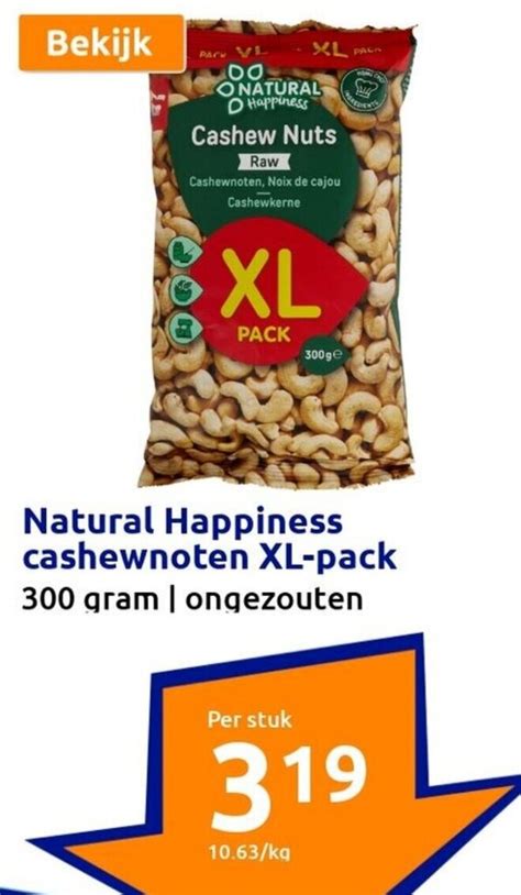 Natural Happiness Cashewnoten Xl Pack 300 Gram Ongezouten Promotie