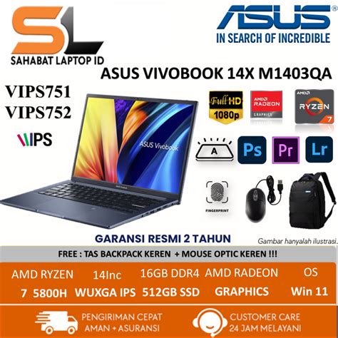 Jual LAPTOP ASUS VIVOBOOK 14X M1403QA VIPS751 AMD RYZEN 7 5800H 16GB