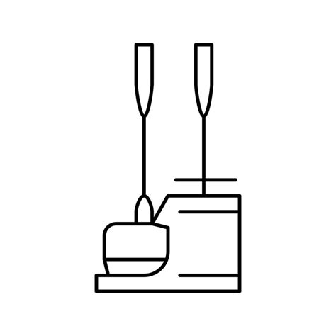 Scoop And Broom For Cleaning Dust Line Icon Vector Illustration