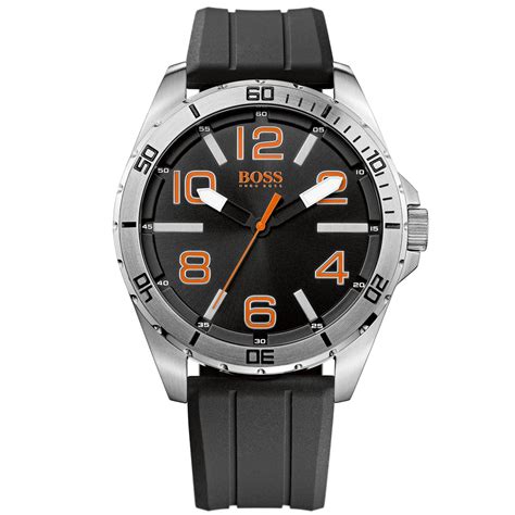 Boss Orange Hugo Boss Men'S Black Silicone Strap Watch 48Mm 1512943 in ...