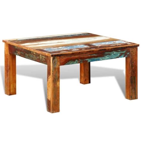 Table basse contemporaine OVONNI Bois de récupération Carré