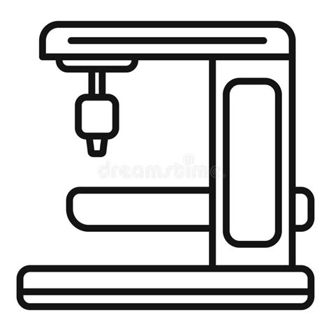 Milling Machine Gear Icon Outline Style Stock Vector Illustration Of