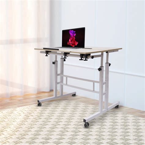 Denest Mobile Standing Desk Adjustable Height Rolling Desk with Wheels ...