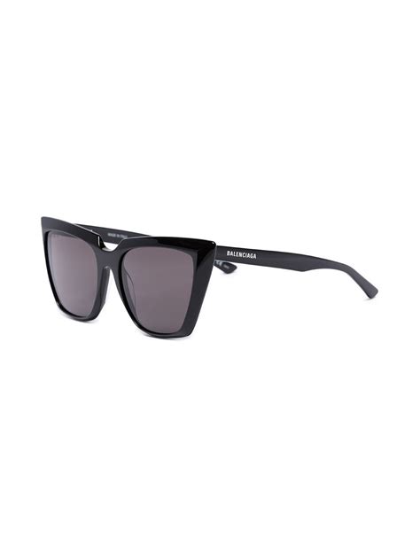 Balenciaga Eyewear Logo Engraved Cat Eye Sunglasses Black Farfetch Uk