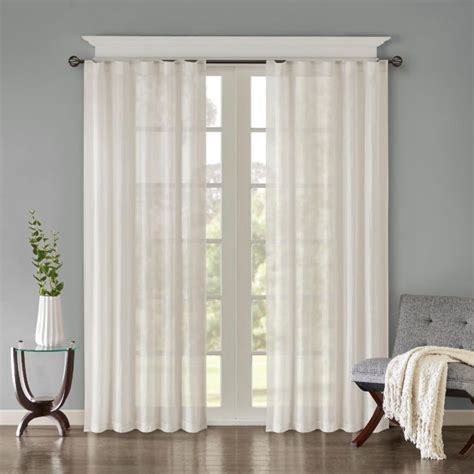 Madison Park Harper Solid Crushed Rod Pocketback Tab Window Curtain