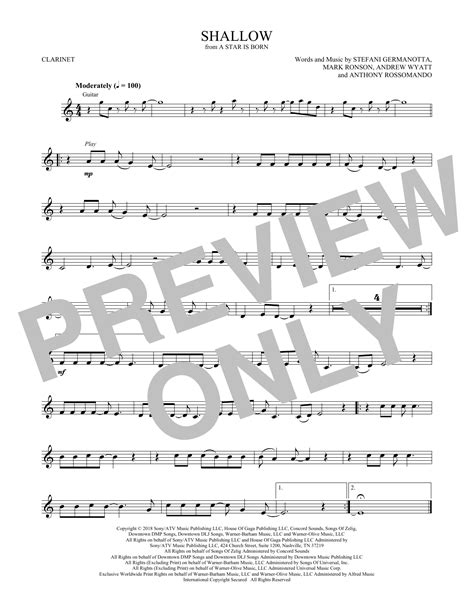 Shallow From A Star Is Born By Lady Gaga Bradley Cooper Sheet Music