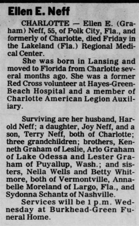 Ellen Ella” Graham Neff 1928 1984 Find A Grave Memorial