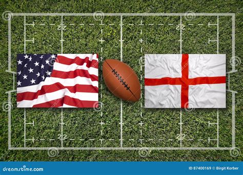 USA Vs. England Flags on Rugby Field Stock Image - Image of goal, grass ...