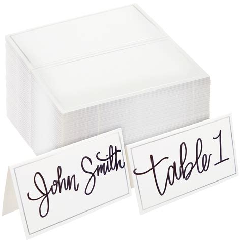 100 Pack Name Cards For Table Setting Tent Place Cards With Silver