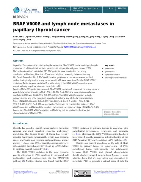 (PDF) BRAF V600E and lymph node metastases in papillary thyroid cancer