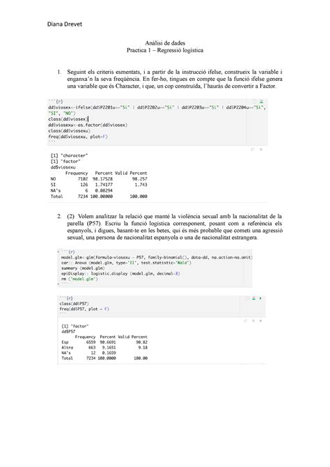 Practica Regres An Lisi De Dades Practica Regressi Log Stica