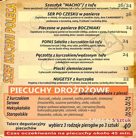 Menu At Popas Restauracja Przyj Cia I Imprezy Zorganizowane