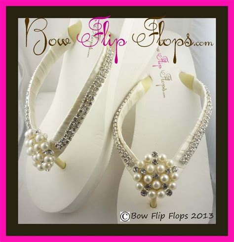 Bridal Flip Flops Wedge Rhinestone Pearl By Bridalflipflops