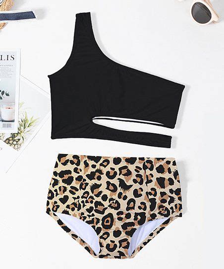 Girls Leopard One Shoulder Bikini Swimsuit Artofit