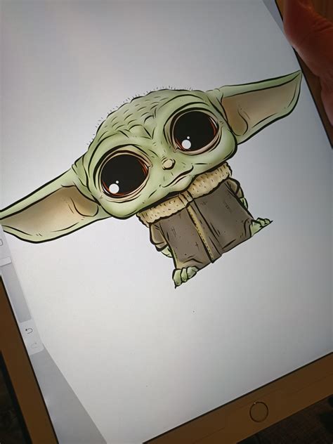 Baby Yoda Drawing - Movie Wallpaper