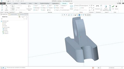 Creo 5 0 Tutorial 5 Extrude Command Youtube