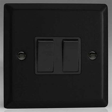 Varilight Urban Matt Black 2 Gang 10a 2 Way Switch With Black Insert Ukes