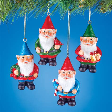 Set Of 4 Gnome Ornaments | Collections Etc.