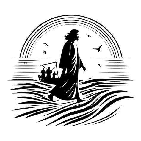 Premium Vector | Jesus Walking on Water_B