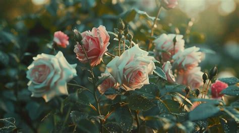 Premium Photo | Pink and White Roses in a Romantic Garden