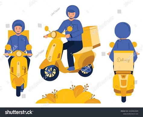 Set Delivery Man Cartoon Vector Stock Vector Royalty Free 2244962009