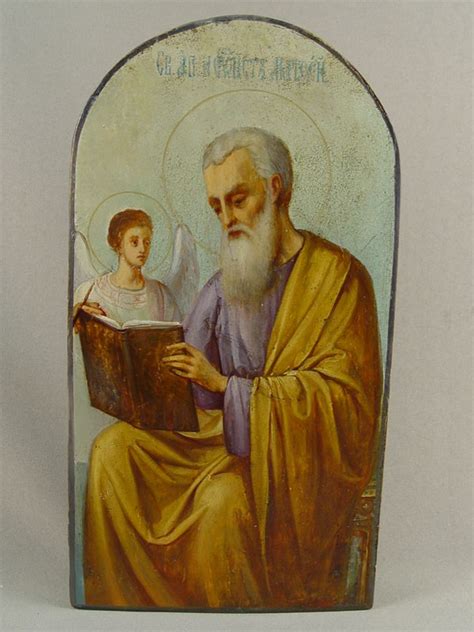 «Св.Матвей», дерево, масло, XIX в., 29 × 15 см — Антикварная лавка в ...