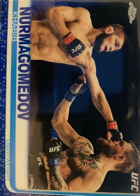 Khabib Nurmagomedov 2019 Topps Chrome UFC 25 Blue Wave Refractor 75