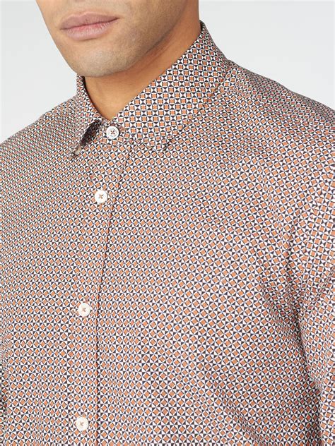 Mens Geo Print Cotton Shirt Anise Ben Sherman