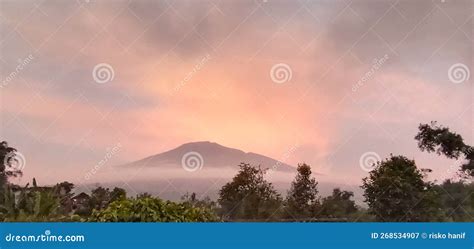 View Of Mount Merapi West Sumatra From A Distance In The Afternoon