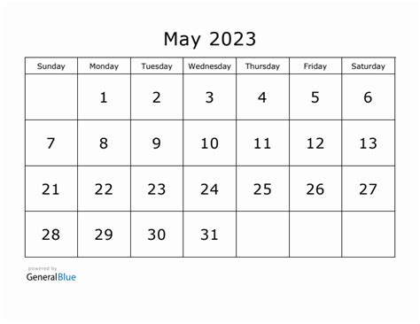 Printable May 2023 Calendar