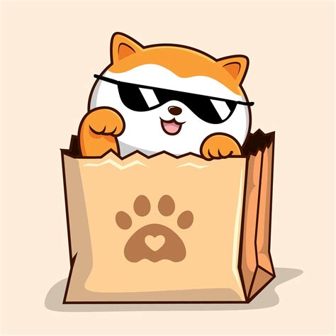 Cat In Paper Bag Orange White Pussy Cat With Sunglasses In Shopping Bag Vector Art At