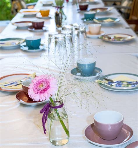 Table Setting for a Birthday Party Stock Image - Image of flatware ...