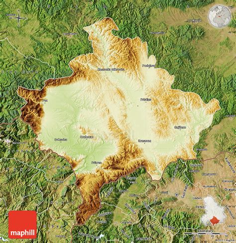 Physical Map Of Kosovo Satellite Outside