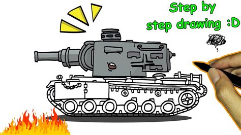 Cara Menggambar Tank Kartun Kv 2 Tank Drawing Easy Step By Step Youtube