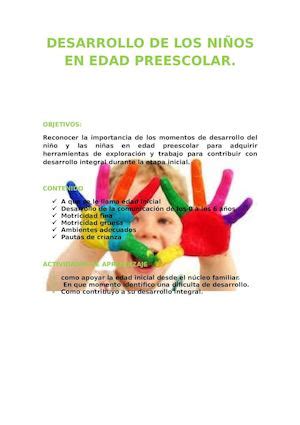 Calaméo Desarrollo De Los Niños En Edad Preescolar Portada