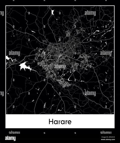 Minimal city map of Harare (Zimbabwe Africa Stock Vector Image & Art