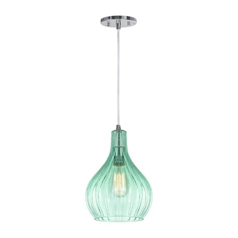 Aspen Creative Corporation 1 Light Chrome Mini Pendant With Surf Green Glass Shade 61039 1 The