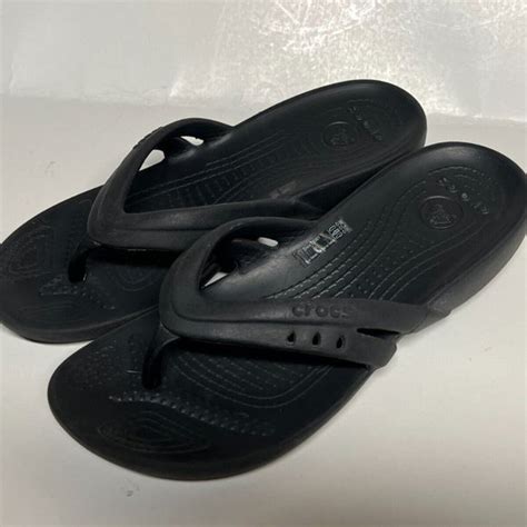 CROCS | Shoes | Black Crocs Kids Youth Thong Sandals Size Water Shoes ...