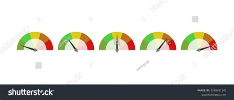 Dashboard Colorful Speedometer Icons Set Tachometer Stock Vector