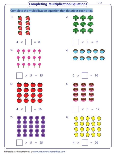 Multiplying With Arrays Worksheets