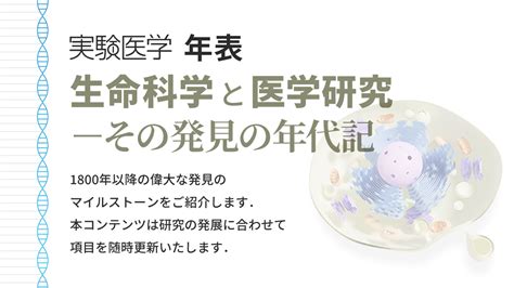 実験医学 年表「生命科学と医学研究─その発見の年代記」 羊土社