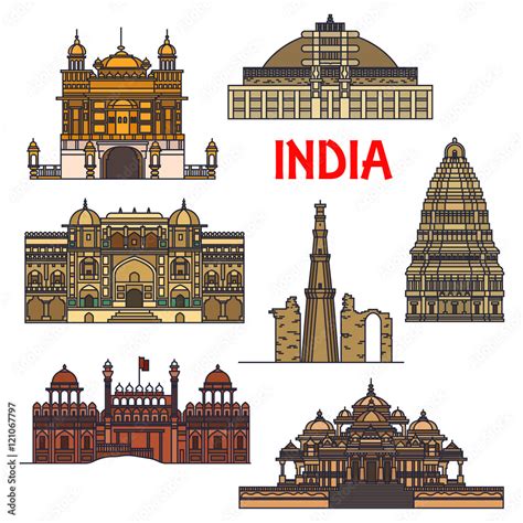 Travel landmarks of indian architecture icon Stock Vector | Adobe Stock