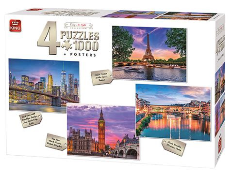 King Puzzle 4er Set City at Night 1000Teile | Puzzle 1000 Teile
