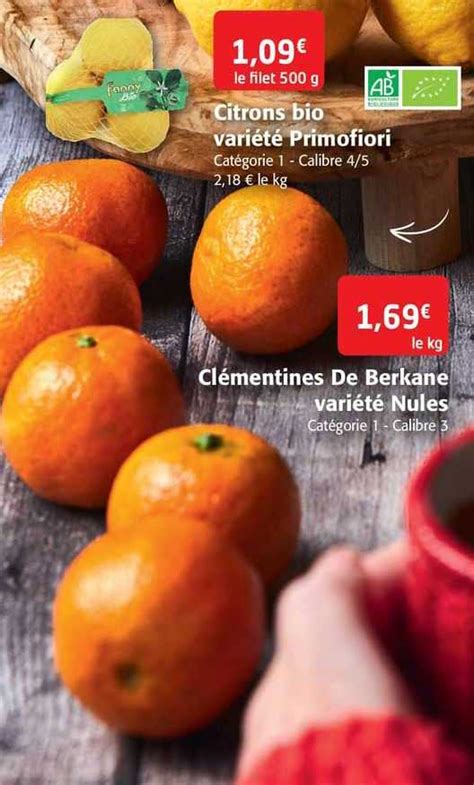 Promo Citrons Bio Variété Primofiori Clémentines De Berkane Variété