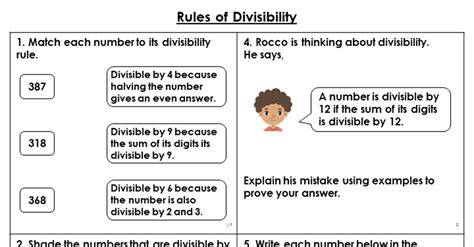 Divisibility Rules Chart With Examples